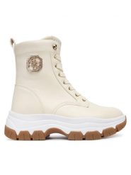 Guess Trzewiki FLFBNZ ELE12 Écru. Botki damskie Guess, ze skóry, bez obcasa, na płaskiej podeszwie, bez zapięcia. Za 429.00 zł.