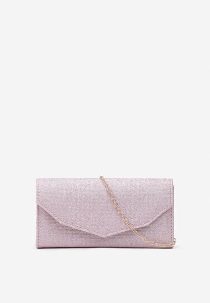 Różowa Torebka Kopertówka z Brokatem na Łańcuszku Ominnsa. Czerwone torebki wieczorowe Born2be, bez wzorów, bez kołnierzyka, bez ramiączek. Za 59.99 zł.