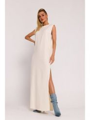 Made of emotion Sukienka w kolorze kremowym rozmiar: XL. Brązowe sukienki damskie Made Of Emotion, na co dzień, xl, bez wzorów, bez kołnierzyka, bez ramiączek, maxi, proste. Za 161.73 zł.