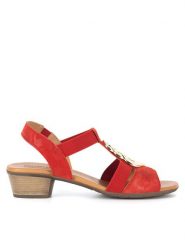 Go Soft Sandały WI23-BETTY-09 Czerwony. Czerwone sandały damskie GO SOFT, bez wzorów, z materiału, bez obcasa, na słupku. Za 111.99 zł.
