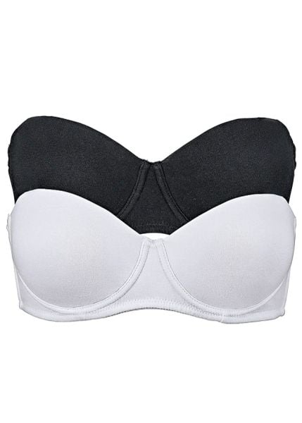 Bawełniany biustonosz balkonetka z ramiączkami do noszenia na wiele sposobów (2 sztuki). Białe biustonosze bonprix, bez wzorów, z bawełny. Za 107.99 zł.