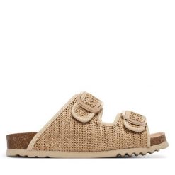 Klapki Scholl. Brązowe klapki damskie Scholl, bez wzorów, bez obcasa. Za 421.99 zł.