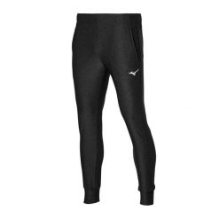 Spodnie tenisowe męskie Mizuno Training. Czarne spodnie materiałowe męskie Mizuno, bez wzorów, sportowe. Za 149.99 zł.