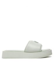 Calvin Klein Klapki Flatform Slide Relock Lth HW0HW02049 Zielony. Zielone klapki damskie CALVIN KLEIN, bez wzorów, ze skóry, bez obcasa. Za 319.99 zł.