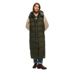 Damska długa kurtka puchowa bez rękawów z kapturem Superdry Ripstop. Zielone kurtki damskie Superdry., s, bez wzorów, z dzianiny, z kapturem. Za 653.00 zł.