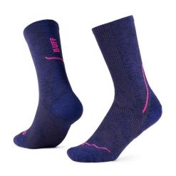 Skarpety do biegania Buff Dryflx Crew Sock DC. Niebieskie skarpetki damskie Buff, bez wzorów, z elastanu. Za 117.69 zł.