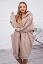 Bluza ocieplana oversize ciemno beżowa. Brązowe bluzy z kapturem damskie KESI, l, z bawełny. Za 334.56 zł.