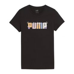 Koszulka damska PUMA ESS+ Graphic Tee. Czarne bluzki damskie Puma, xs, bez wzorów, bez ramiączek. Za 86.99 zł.