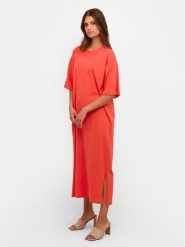 Kaffe Sukienka codzienna Edna 10507351 Czerwony Loose Fit. Czerwone sukienki damskie Kaffe, na co dzień, s, bez wzorów, z bawełny, bez kołnierzyka, bez ramiączek, proste. Za 129.99 zł.
