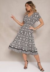 Biało-Czarna Rozkloszowana Sukienka z Bawełny w Print Paisley Lanarisa. Czarne sukienki damskie Renee, na co dzień, na lato, l, bez wzorów, z bawełny, eleganckie, bez kołnierzyka, bez ramiączek, midi, rozkloszowane. W wyprzedaży za 51.99 zł.