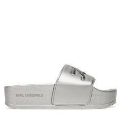 Klapki KARL LAGERFELD. Szare klapki damskie Karl Lagerfeld, bez wzorów, bez obcasa. Za 309.99 zł.