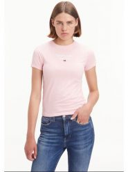 TOMMY JEANS Koszulka w kolorze jasnoróżowym rozmiar: M. Różowe bluzki damskie Tommy Jeans, m, bez wzorów, z jeansu, bez kołnierzyka, bez ramiączek. Za 118.56 zł.