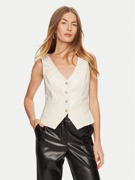 Guess Kamizelka W4BH88 WF8P0 Beżowy Regular Fit. Brązowe kamizelki damskie Guess, s, ze skóry. Za 229.99 zł.