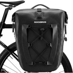 Torba rowerowa Rockbros na bagażnik. Czarne torebki klasyczne damskie ROCKBROS, bez wzorów, bez dodatków. Za 233.99 zł.