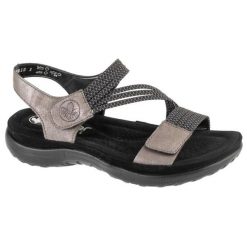 Sandały Rieker Sandals 64870-42 szare. Szare sandały damskie bez wzorów, z gumy, bez obcasa. Za 374.33 zł.