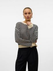 Vero Moda Sweter w kolorze kremowo-czarnym rozmiar: XL. Brązowe swetry klasyczne damskie Vero Moda, xl, ze splotem, bez kołnierzyka. Za 88.02 zł.