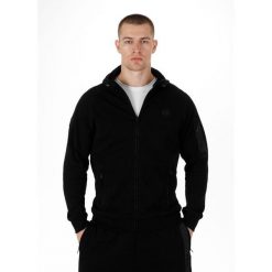 Bluza męska Pitbull rozpinana z kapturem Hermes. Czarne bluzy sportowe męskie PITBULL, bez wzorów, sportowe, bez kołnierzyka, bez ramiączek. Za 289.00 zł.