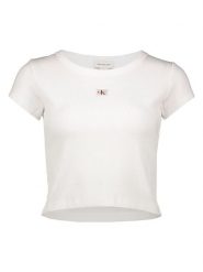 Calvin Klein Koszulka w kolorze białym rozmiar: S. Białe t-shirty damskie CALVIN KLEIN, s, bez wzorów, z bawełny, bez kołnierzyka. Za 104.99 zł.