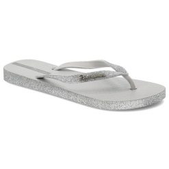 Szare Japonki Ipanema Brokatowe Klapki Damskie. Szare klapki damskie Ipanema, bez wzorów, z materiału, bez obcasa. Za 129.00 zł.