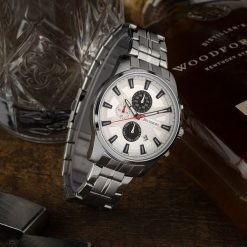 Zegarek męski na bransolecie duży solidny chronograf datownik srebrny Beltimore BT04. Szare zegarki męskie srebrne. Za 149.99 zł.