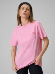 4F T-shirt loose з принтом жіночий - рожевий S. T-shirty damskie 4f, s, bez wzorów, bez kołnierzyka. W wyprzedaży za 349.90 zł.