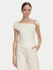 Guess Bluzka W6YP48 K4527 Kremowy Regular Fit. Białe bluzki damskie Guess, s, z aplikacjami, z lyocellu, bez kołnierzyka, bez ramiączek. Za 264.99 zł.