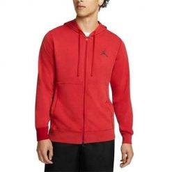 Bluza sportowa męska Nike Jordan Dri Fit Air Fleece. Czerwone bluzy sportowe męskie Nike, bez wzorów, sportowe, bez kołnierzyka, bez ramiączek. Za 399.99 zł.