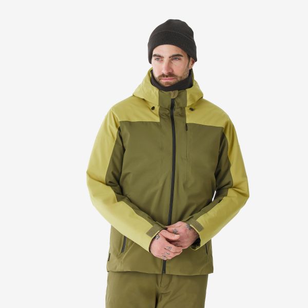 Kurtka narciarska i snowboardowa męska Quechua 500. Zielone kurtki męskie WED'ZE, na zimę, m, bez wzorów, z materiału, sportowe, bez kaptura. Za 399.99 zł.