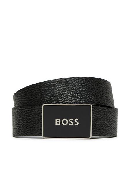 BOSS Pasek Icon 50529690 Czarny. Czarne paski męskie Boss, bez wzorów, ze skóry. Za 404.99 zł.