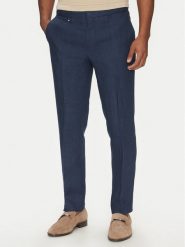 BOSS Spodnie materiałowe C-Genius 50540518 Granatowy Slim Fit. Niebieskie spodnie materiałowe męskie Boss, bez wzorów, ze lnu. Za 659.99 zł.