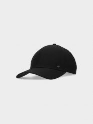 4F Czapka z daszkiem strapback uniseks - czarna S/M. Czarne czapki z daszkiem damskie 4f, bez wzorów, z elastanu. W wyprzedaży za 79.99 zł.