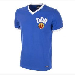 Koszulka retro dla dorosłych - Mistrzostwa Świata DDR 1974 - Niebieska. Niebieskie t-shirty sportowe męskie COPA FOOTBALL, s, bez ramiączek, do piłki nożnej. Za 254.34 zł.