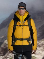 4F Kurtka puchowa trekkingowa z wypełnieniem naturalnym męska - żółta L. Żółte kurtki męskie 4f, l, bez wzorów, z puchu, bez kaptura. Za 799.99 zł.
