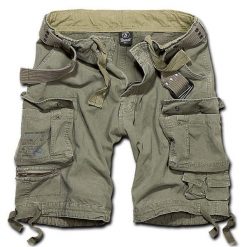 Szorty bushcraft męskie Brandit M65 Savage z Paskiem Vintage Olive. Zielone szorty męskie Brandit, bez kołnierzyka. Za 284.50 zł.