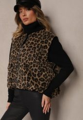 Brązowa Kamizelka z Dodatkiem Lnu Oversize w Panterkę Enarielin. Brązowe kamizelki damskie Renee, l, z jeansu. Za 119.99 zł.