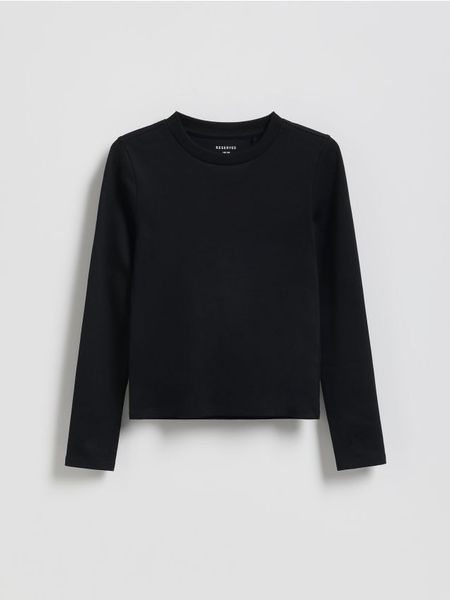 Gładka koszulka - czarny. Czarne koszulki dziewczęce Reserved, bez wzorów, z bawełny, bez ramiączek. Za 25.99 zł.