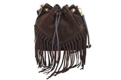 Torebka skórzana boho style - Brązowa ciemna. Brązowe torebki klasyczne damskie Barberinis, bez wzorów, ze skóry, małe, zamszowe, bez dodatków. Za 276.99 zł.