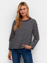 Kaffe Bluzka Winny 10507727 Granatowy Regular Fit. Niebieskie bluzki damskie Kaffe, m, bez wzorów, z bawełny, bez ramiączek. Za 89.99 zł.