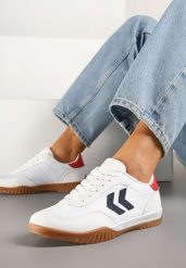 Biało-Czerwone Sneakersy Typu Kultowe Tenisówki Zdobione Przeszyciami Mepenna. Białe trampki i tenisówki damskie Renee, z aplikacjami, z jeansu. Za 79.99 zł.