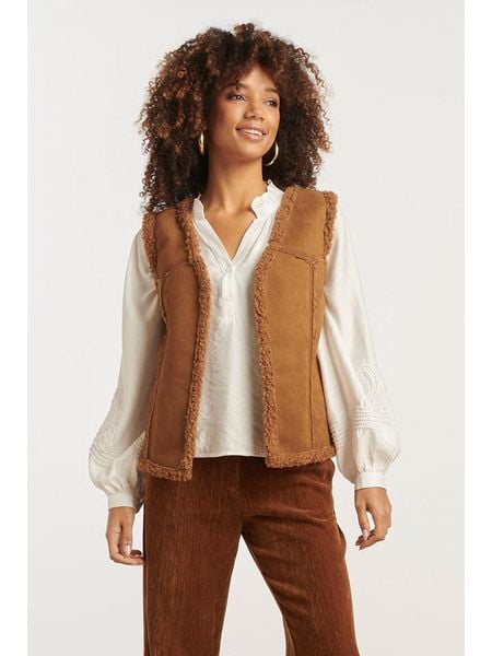 Smashed Lemon Kamizelka w kolorze jasnobrązowym rozmiar: XS. Brązowe kamizelki damskie Smashed Lemon, xs, z polaru. Za 88.64 zł.