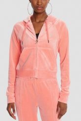 JUICY COUTURE Brzoskwiniowa damska bluza damska Madison Hoodie, Rozmiar L. Czerwone bluzy z kapturem damskie Juicy Couture, l, z materiału. Za 459.99 zł.