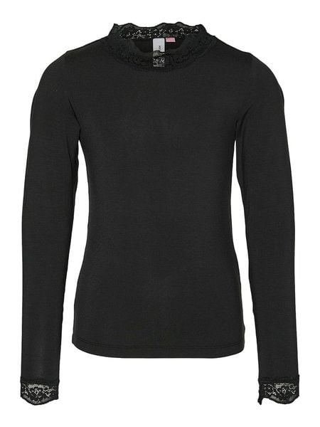 Vero Moda Girl Koszulka w kolorze czarnym rozmiar: 122/128. Czarne koszulki dziewczęce Vero Moda Girl, s, bez wzorów, z koronki, bez ramiączek. Za 43.47 zł.