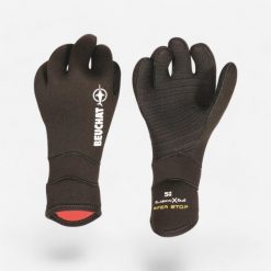 Rękawiczki do łowiectwa podwodnego Beuchat Sirocco Elite z neoprenu 5 mm. Brązowe rękawiczki męskie BEUCHAT, bez wzorów, z materiału. Za 119.99 zł.