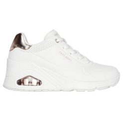 Buty Skechers Uno Wedge-Hi Steps 177520-WHT białe. Białe buty sportowe na co dzień damskie bez wzorów, z gumy. Za 544.84 zł.