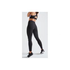 Legginsy fitness kardio 500 damskie. Czarne legginsy damskie DOMYOS, l, bez wzorów, z elastanu, na fitness i siłownię. Za 89.99 zł.