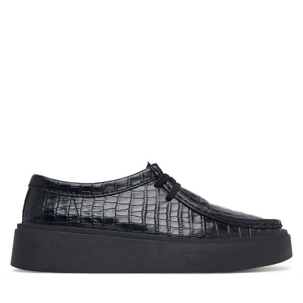 Półbuty Clarks. Czarne półbuty damskie Clarks, bez wzorów, bez obcasa, na płaskiej podeszwie. Za 569.99 zł.