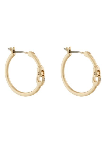 Coach Kolczyki Signature Hoop Earrings 37408160GLD710 Złoty. Żółte kolczyki damskie Coach, metalowe. Za 219.99 zł.
