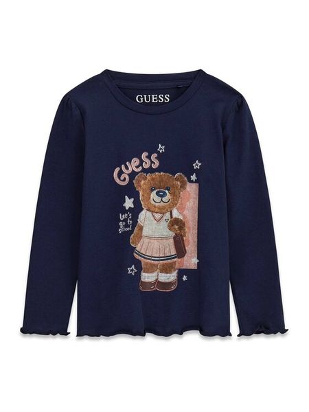 Guess Kids T-Shirt 183729 Niebieski Classic Fit. Niebieskie koszulki dziewczęce Guess Kids, z aplikacjami, bez ramiączek. Za 94.99 zł.
