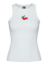 Pieces Top "May" w kolorze białym rozmiar: L. Białe topy damskie Pieces, l, bez wzorów, bez kołnierzyka. Za 48.39 zł.