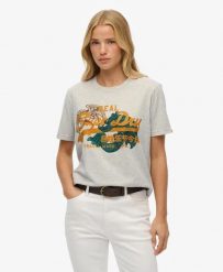 Superdry Koszulka Tokyo Vintage Logo Relaxed z bawełny organicznej. Szare t-shirty damskie Superdry., bez wzorów, z bawełny, bez kołnierzyka. Za 205.45 zł.